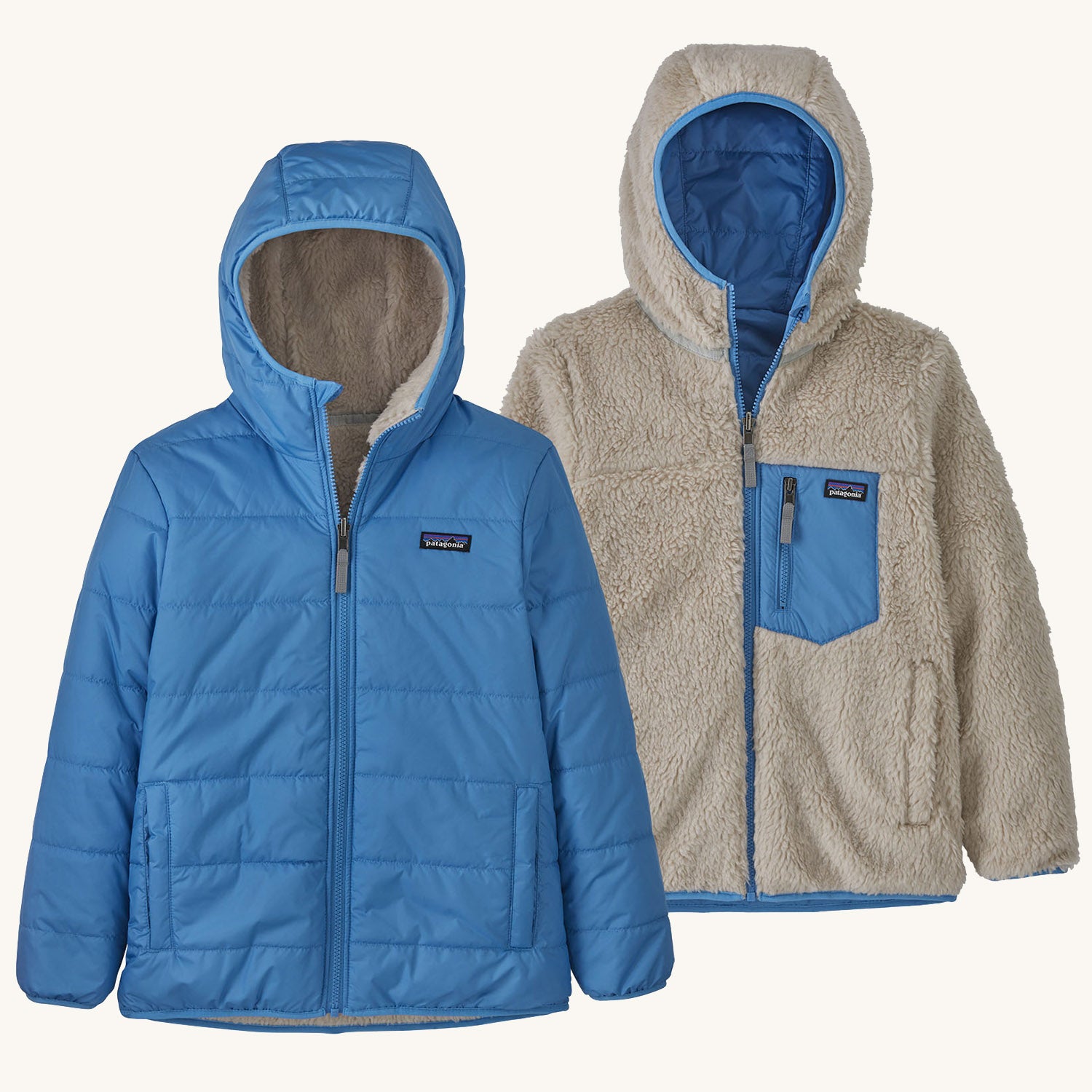 Patagonia Kids Reversible Ready Freddy Hoody Jacket Blue Bird Babipur