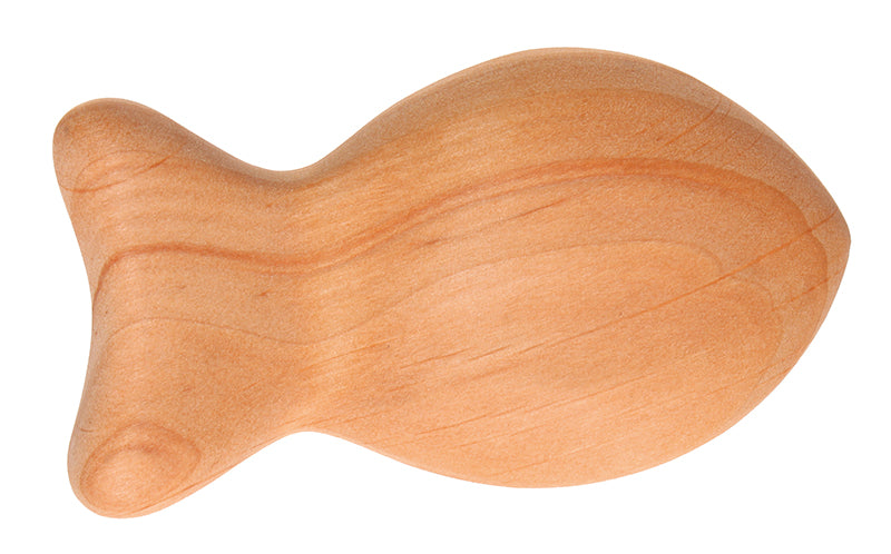 Grimm's Wooden Baby Rattle - Fish in a natural alder wood finish