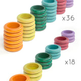 Grapat Loose Parts Earth Tone Wooden Rings 6 Colours Supplementary Set, in 36 piece sets and 18 piece sets