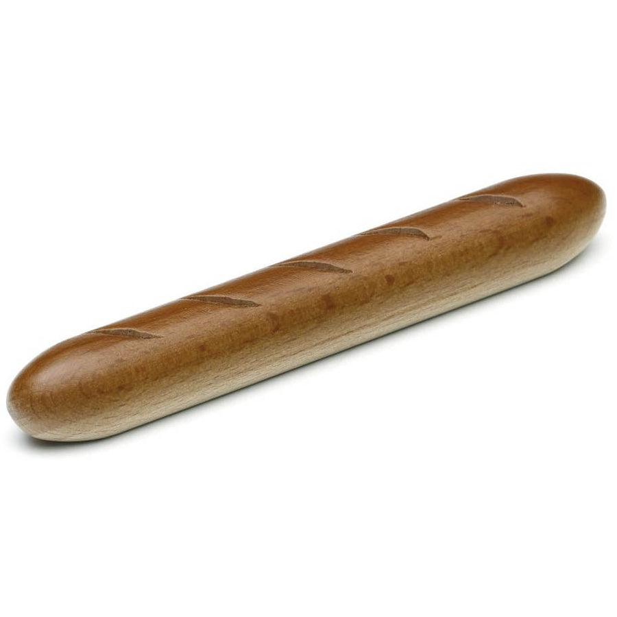 Erzi Baguette Wooden Play Food on a plain background