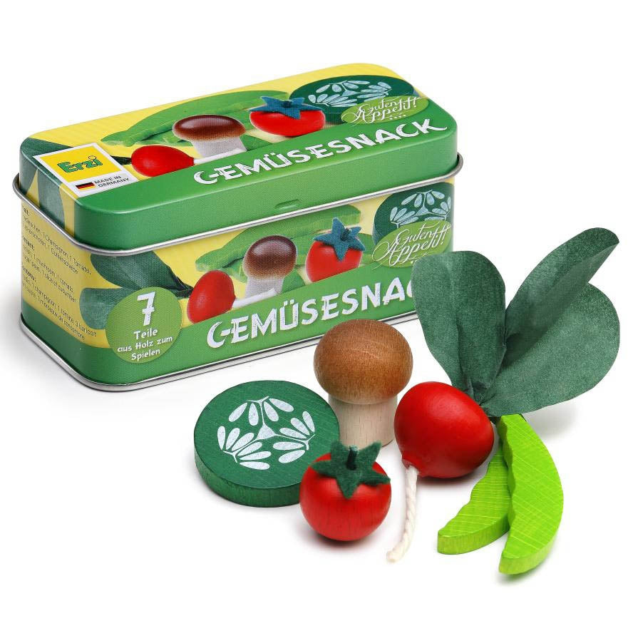 Erzi Vegetable Snacks In A Tin Wooden Play Food