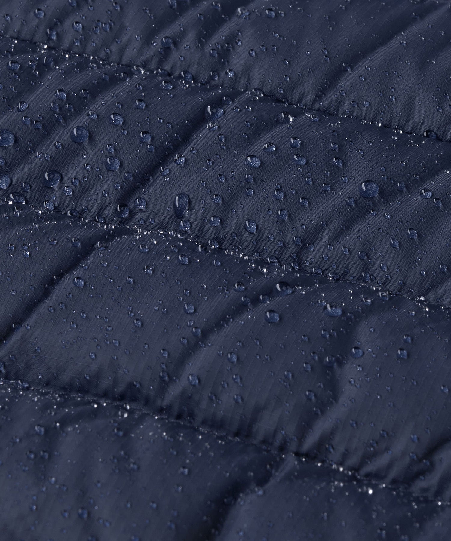 A close up of the water repellent on the jacket