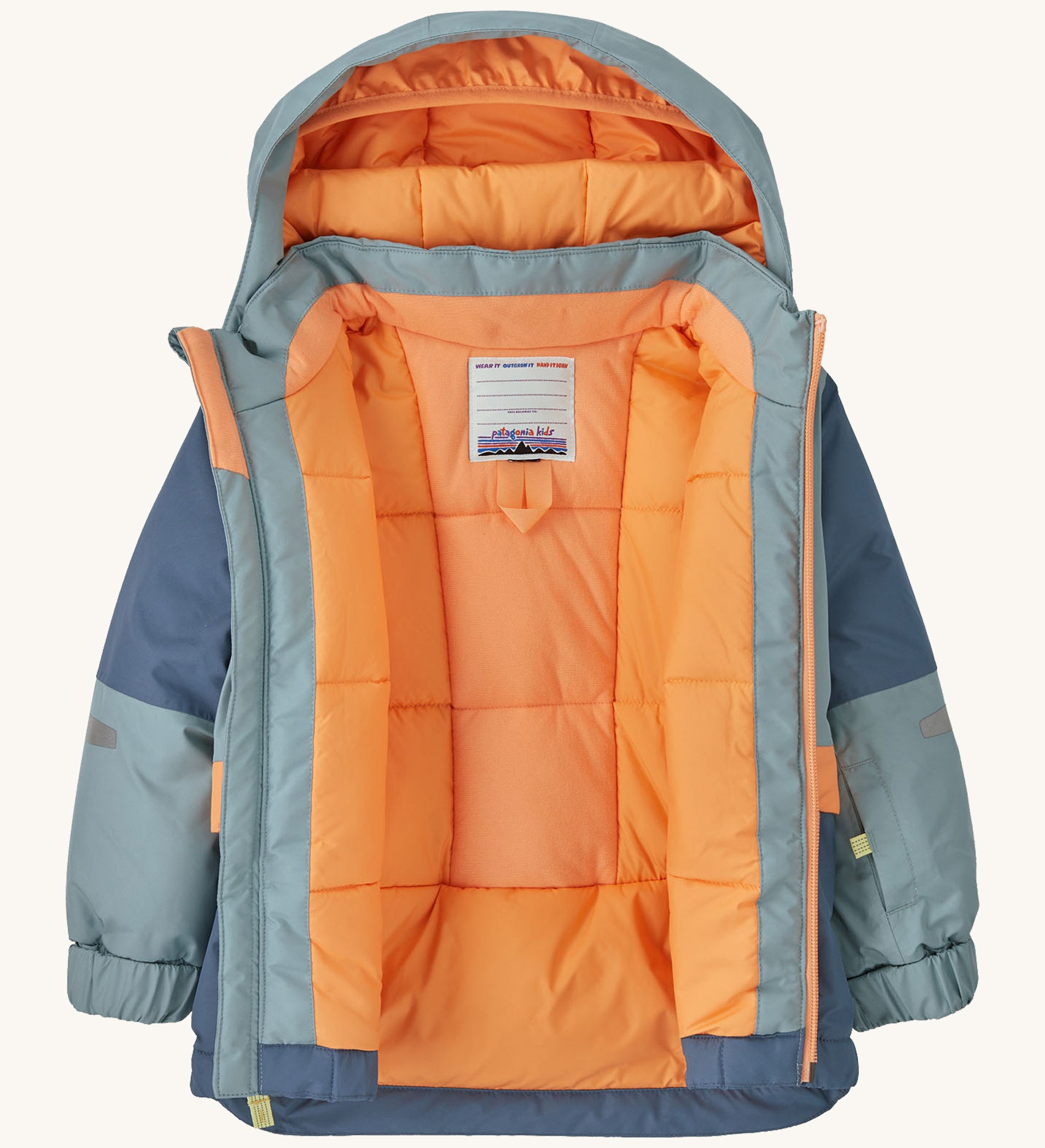 The Patagonia snow jacket opened.