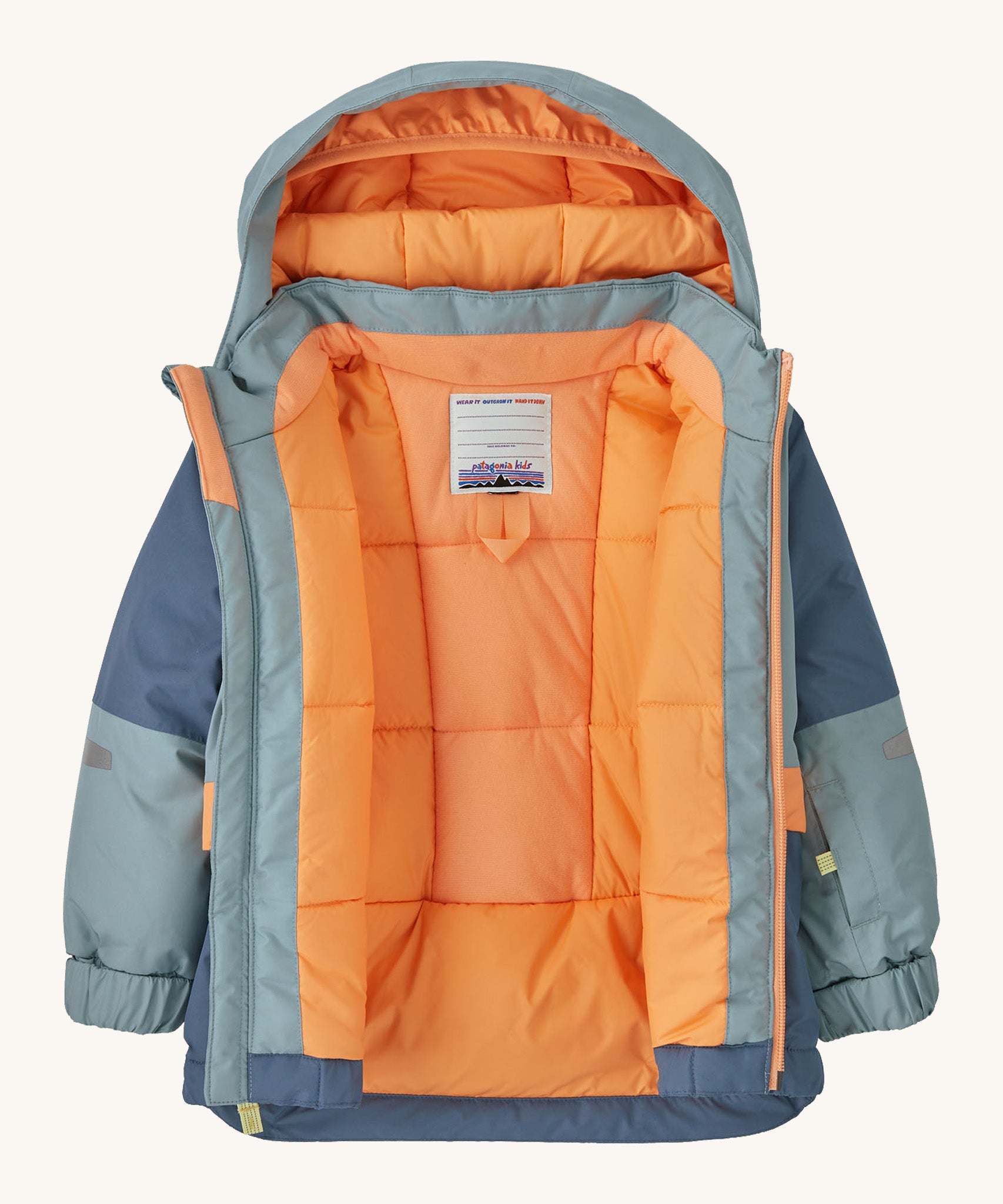 The Patagonia snow jacket opened.