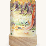 The Autumn Bliss illustration by Eentje Van Margo sat in a Toverlux Magic Lantern base, on a cream background