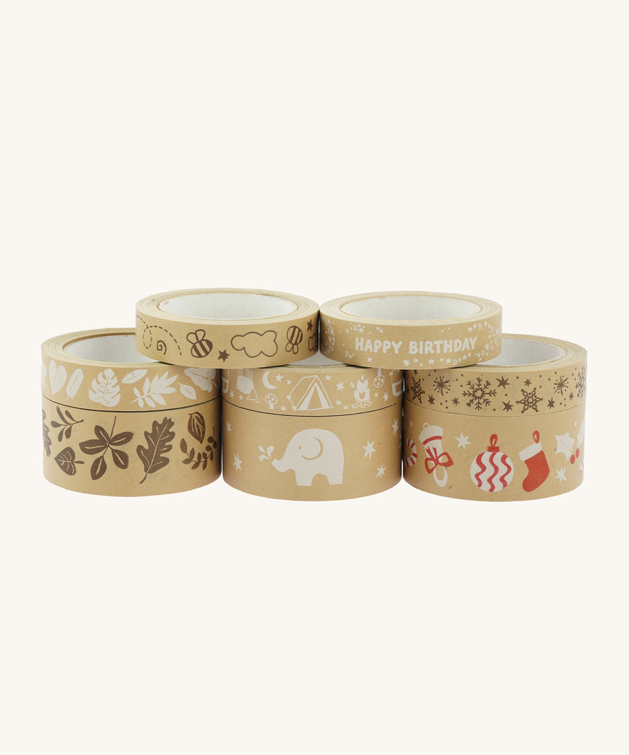 A selection of Babipur Eco Kraft tapes in a stack, on a cream background