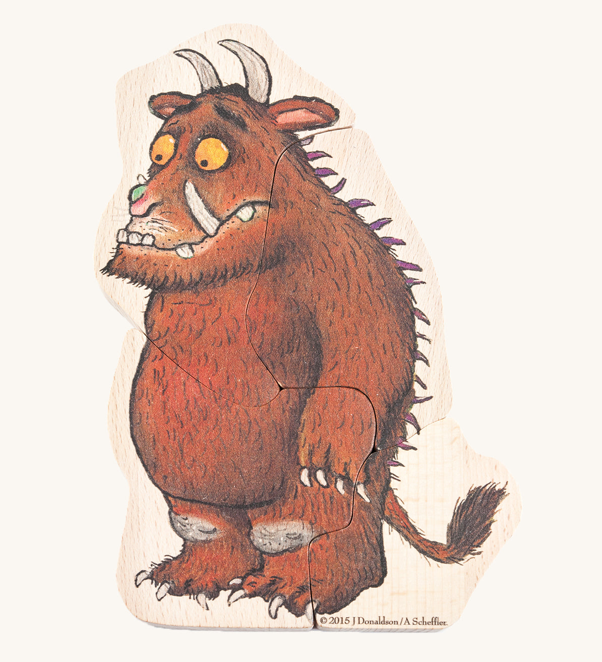 A lovely Gruffalo illustration from the Bajo Gruffalo Character Puzzle pieces, on a cream background