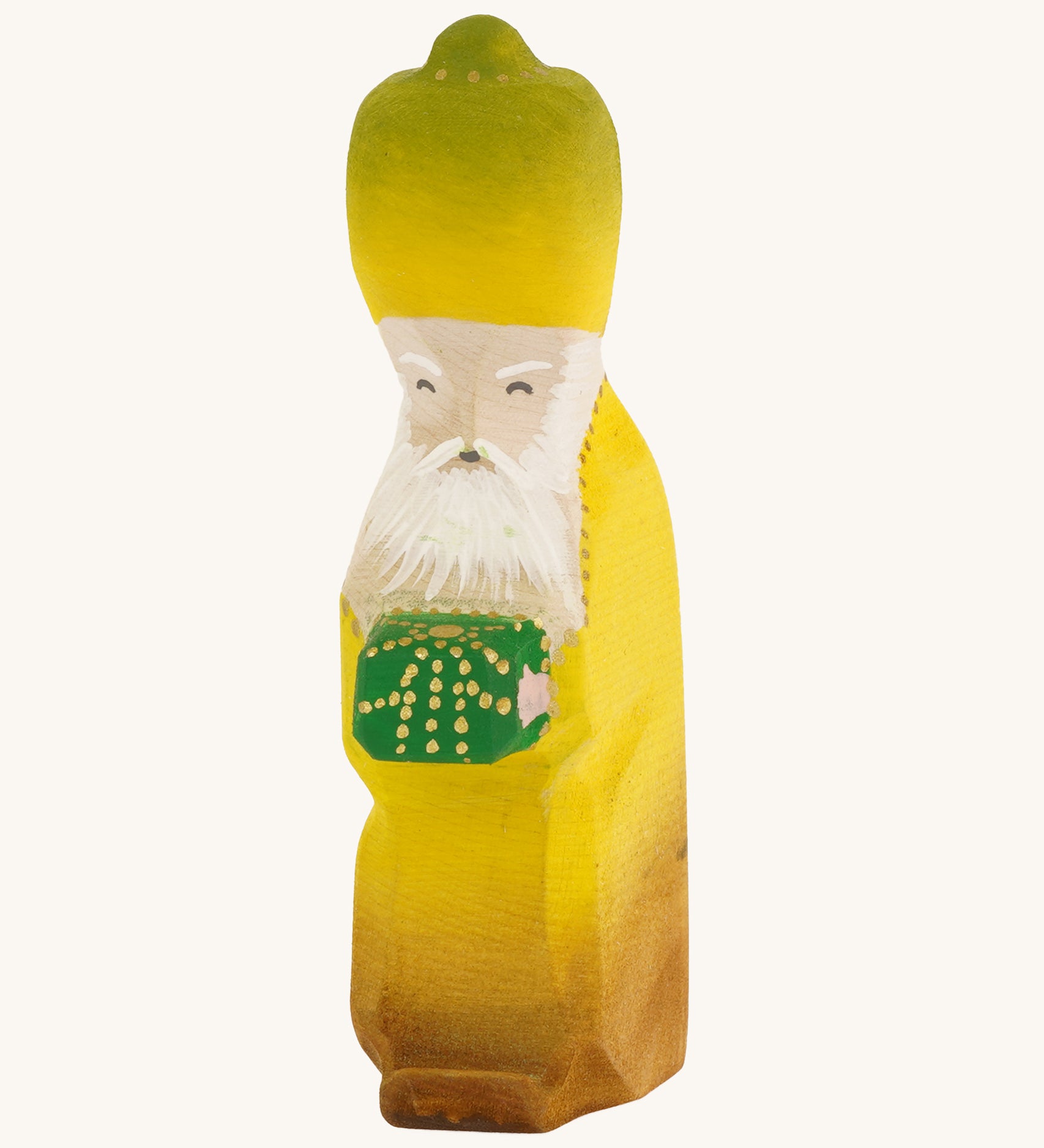 Bumbu wooden Balthazar three kings figure pictured on a plain background.