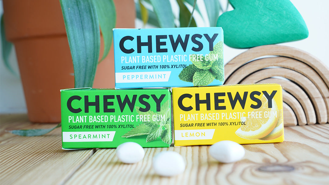 Three boxes of Chewsy chewing gum 