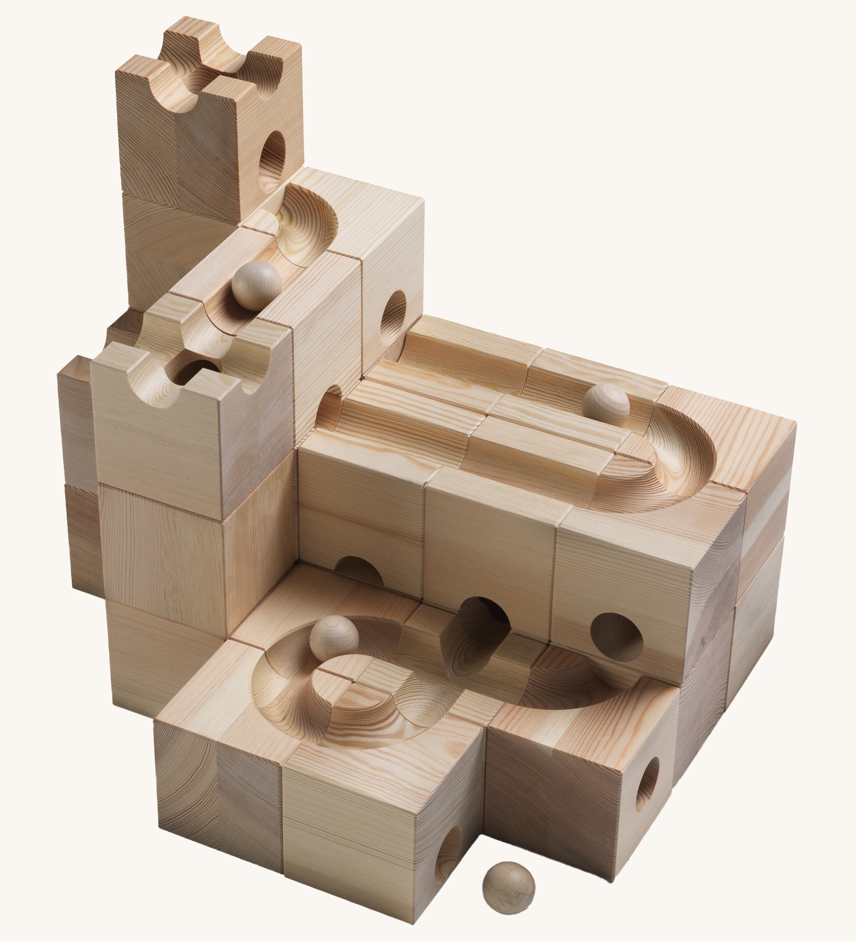 The Cuboro XL Wooden Marble Run Set on a cream background