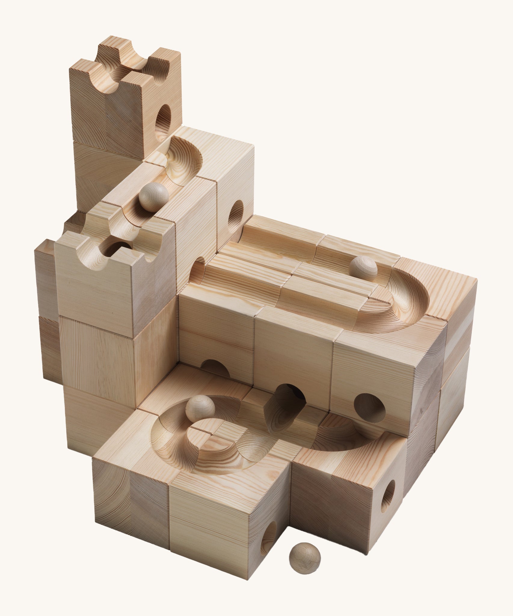 The Cuboro XL Wooden Marble Run Set on a cream background