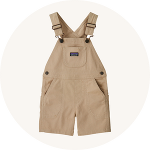 Patagonia overalls on cream background to represent children's dungarees at Babipur.