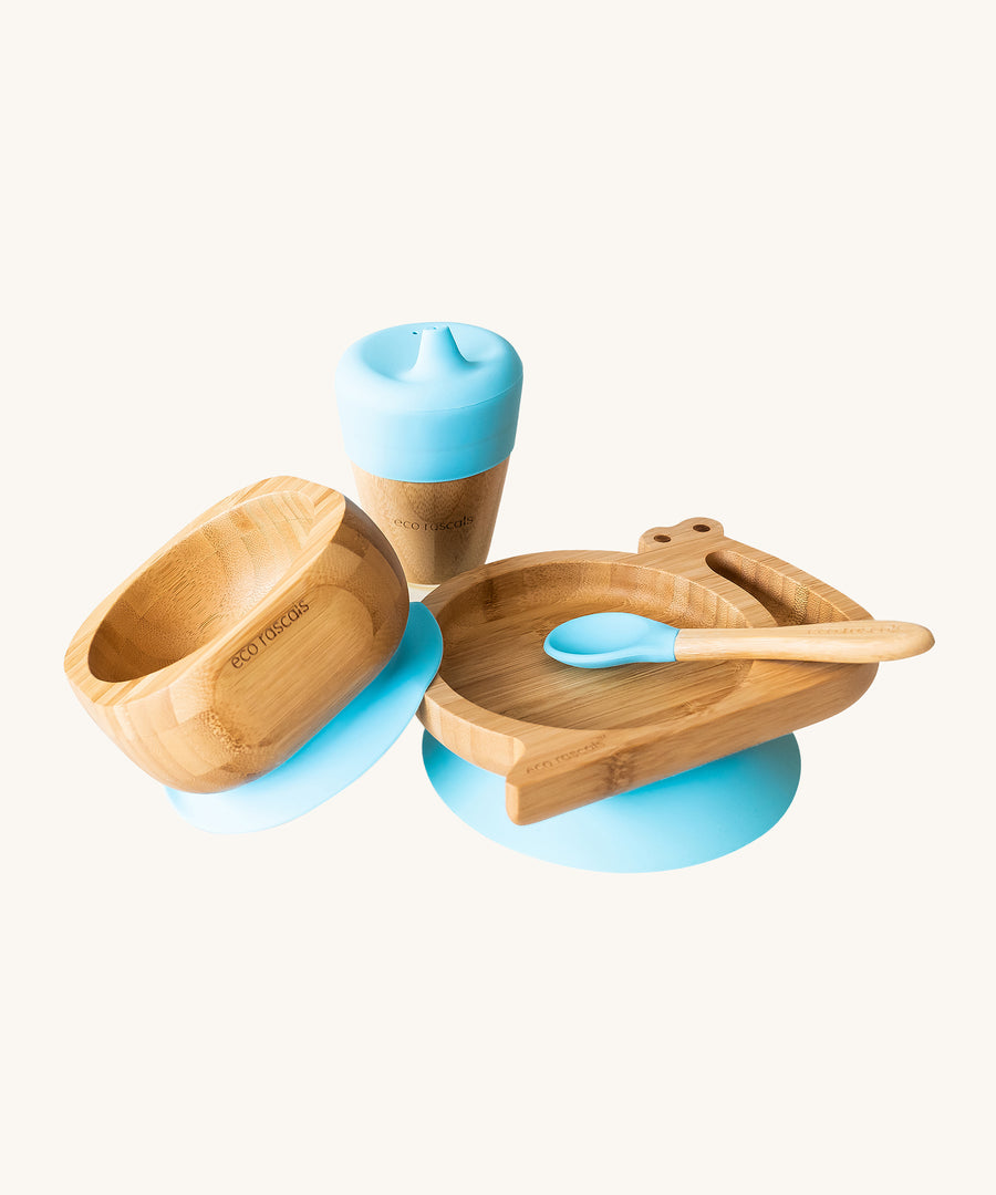 Eco Rascals Blue Snail Plate, Feeder Cup, Bowl & Spoon Gift Set