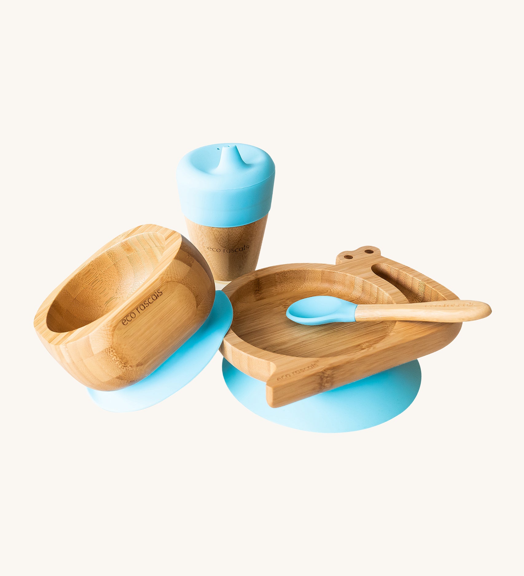 Eco Rascals Blue Snail Plate, Feeder Cup, Bowl & Spoon Gift Set