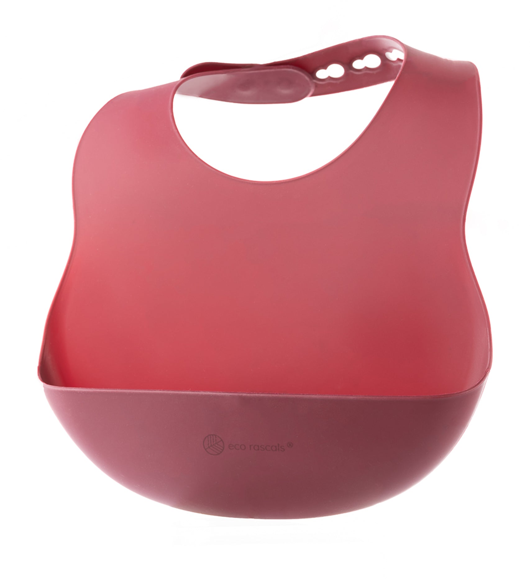 Eco Rascals Silicone Baby Bib in burgundy. 