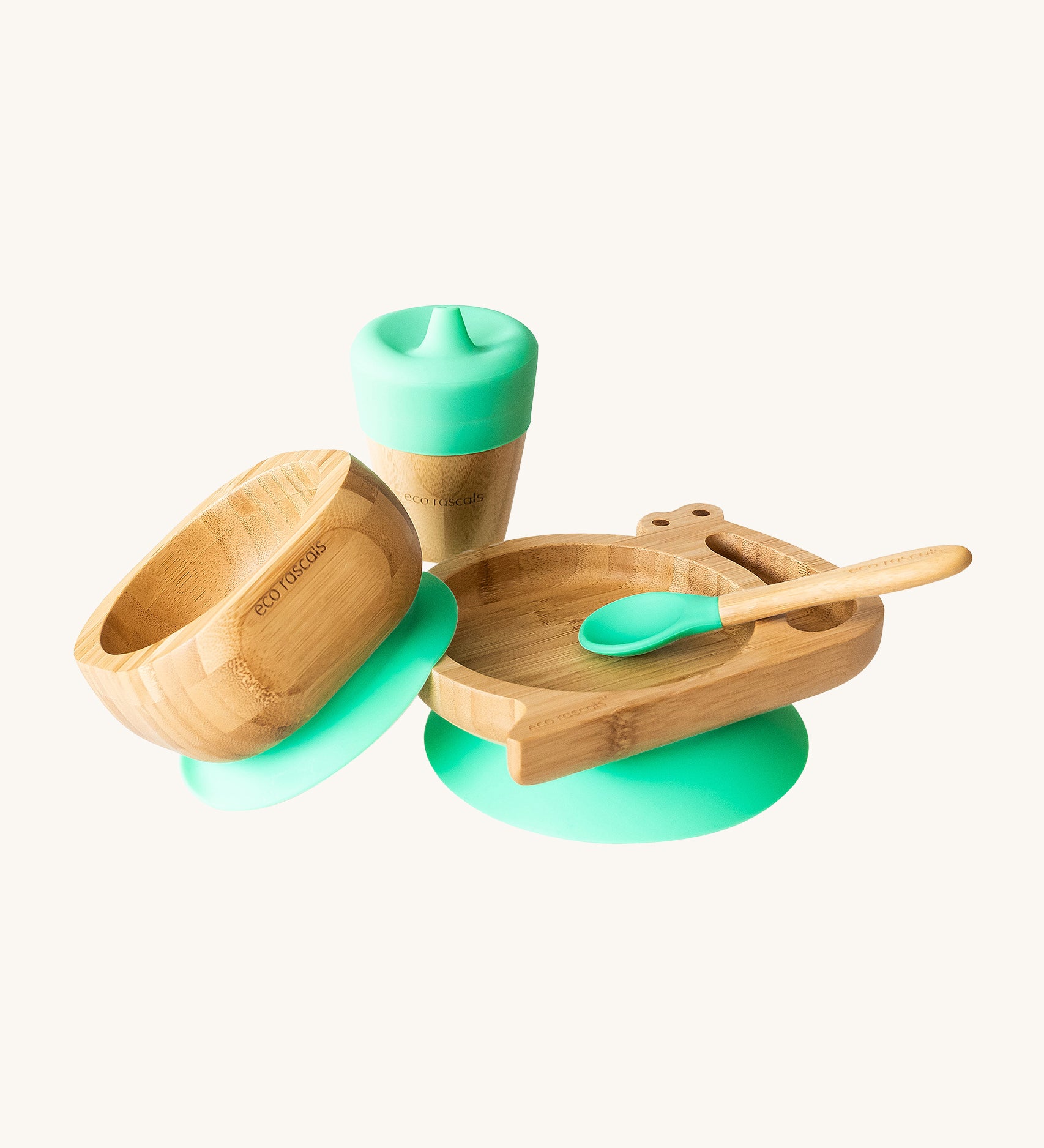 Eco Rascals Green Snail Plate, Feeder Cup, Bowl & Spoon Gift Set