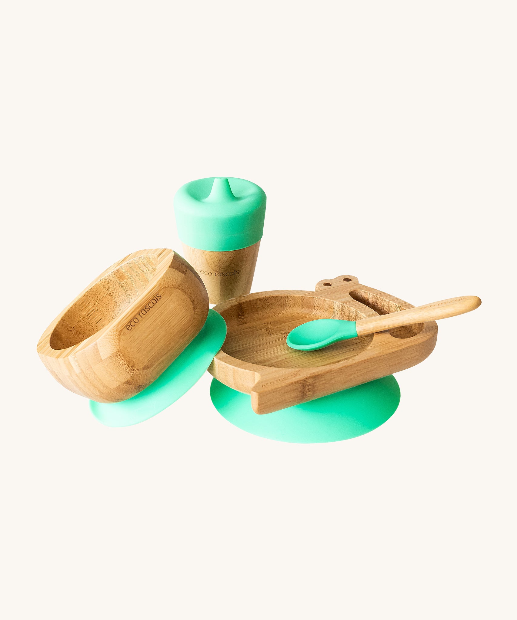 Eco Rascals Green Snail Plate, Feeder Cup, Bowl & Spoon Gift Set