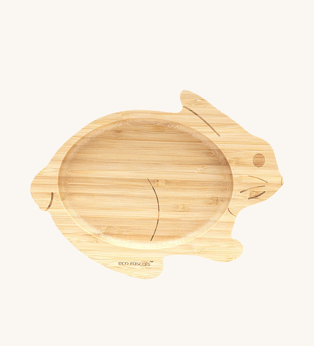 Eco Rascals Bamboo Bamboo Rabbit Plate, on a cream background