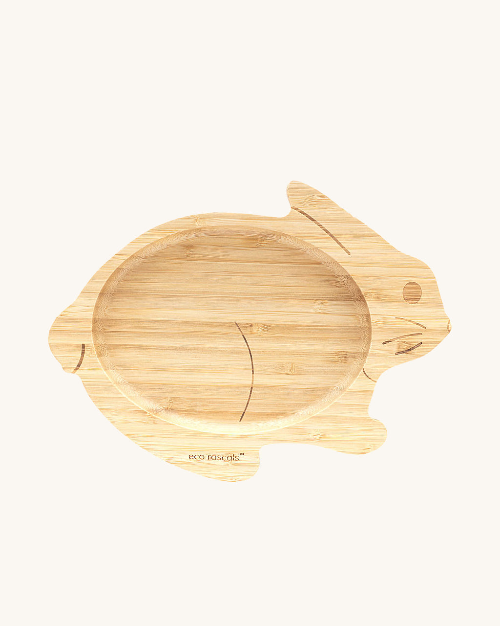 Eco Rascals Bamboo Bamboo Rabbit Plate, on a cream background