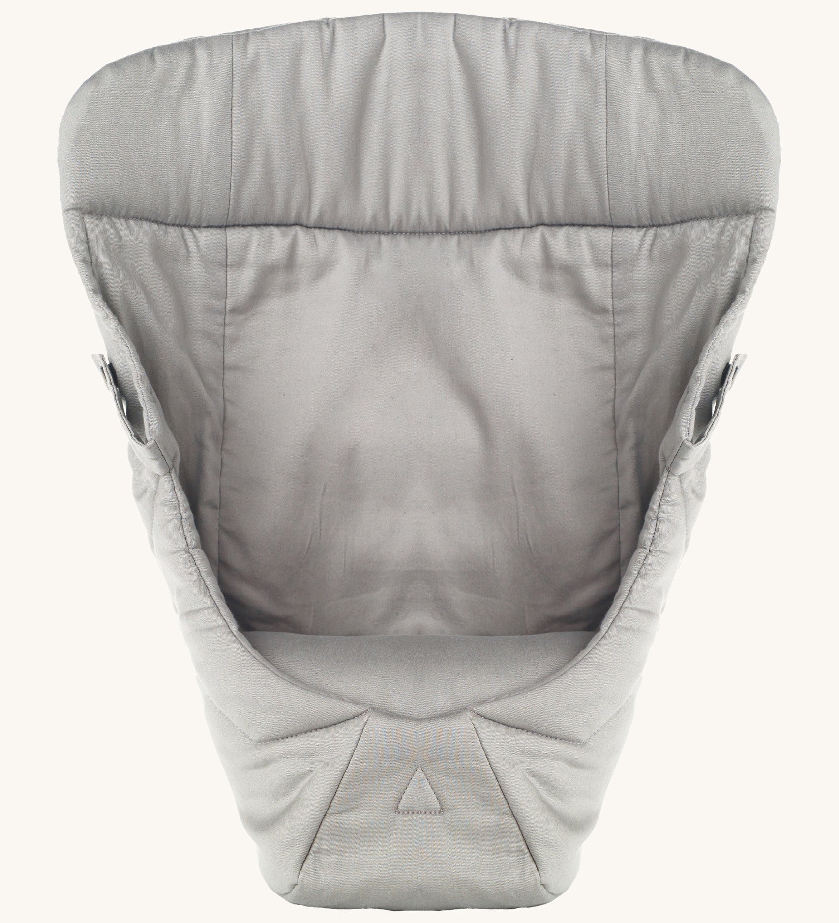 Ergobaby Baby Carrier insert in Grey, on a cream background. The image shows the Carrier Insert from the front with the seat cushion inside the insert