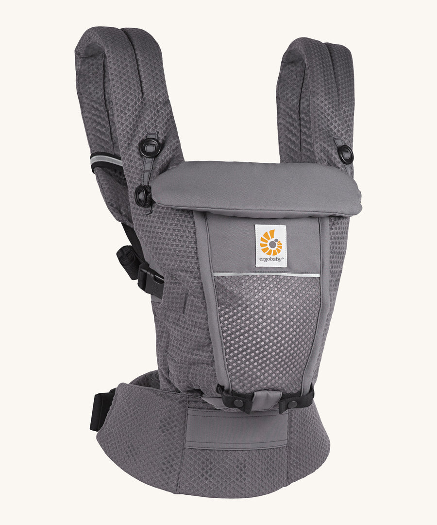 Ergobaby Adapt  SoftFlex™ Mesh Baby Carrier in Graphite Grey. Side view. 