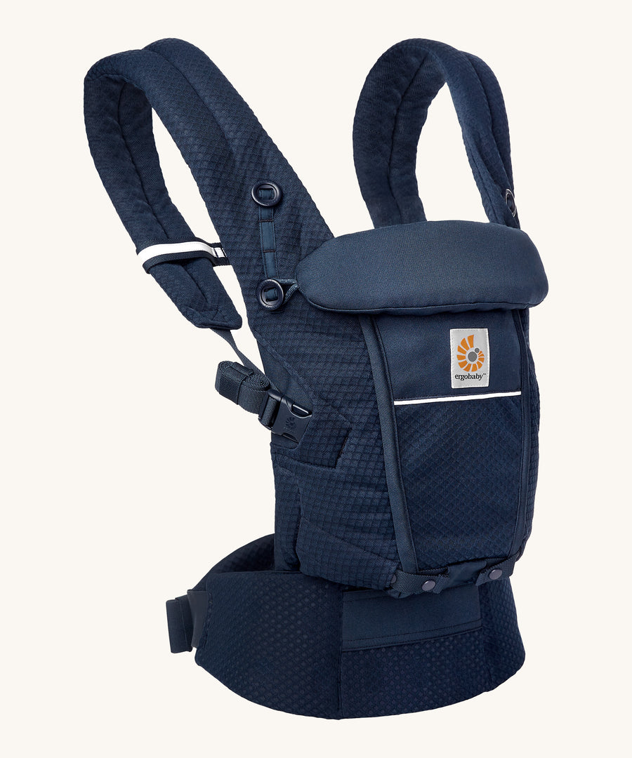 Ergobaby Adapt  SoftFlex™ Mesh Baby Carrier in Midnight Blue. Side view. 