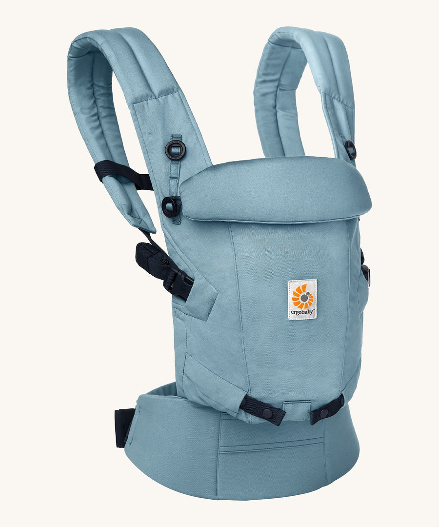 Ergobaby Adapt  SoftTouch™  Cotton Baby Carrier in Slate Blue. Side view.