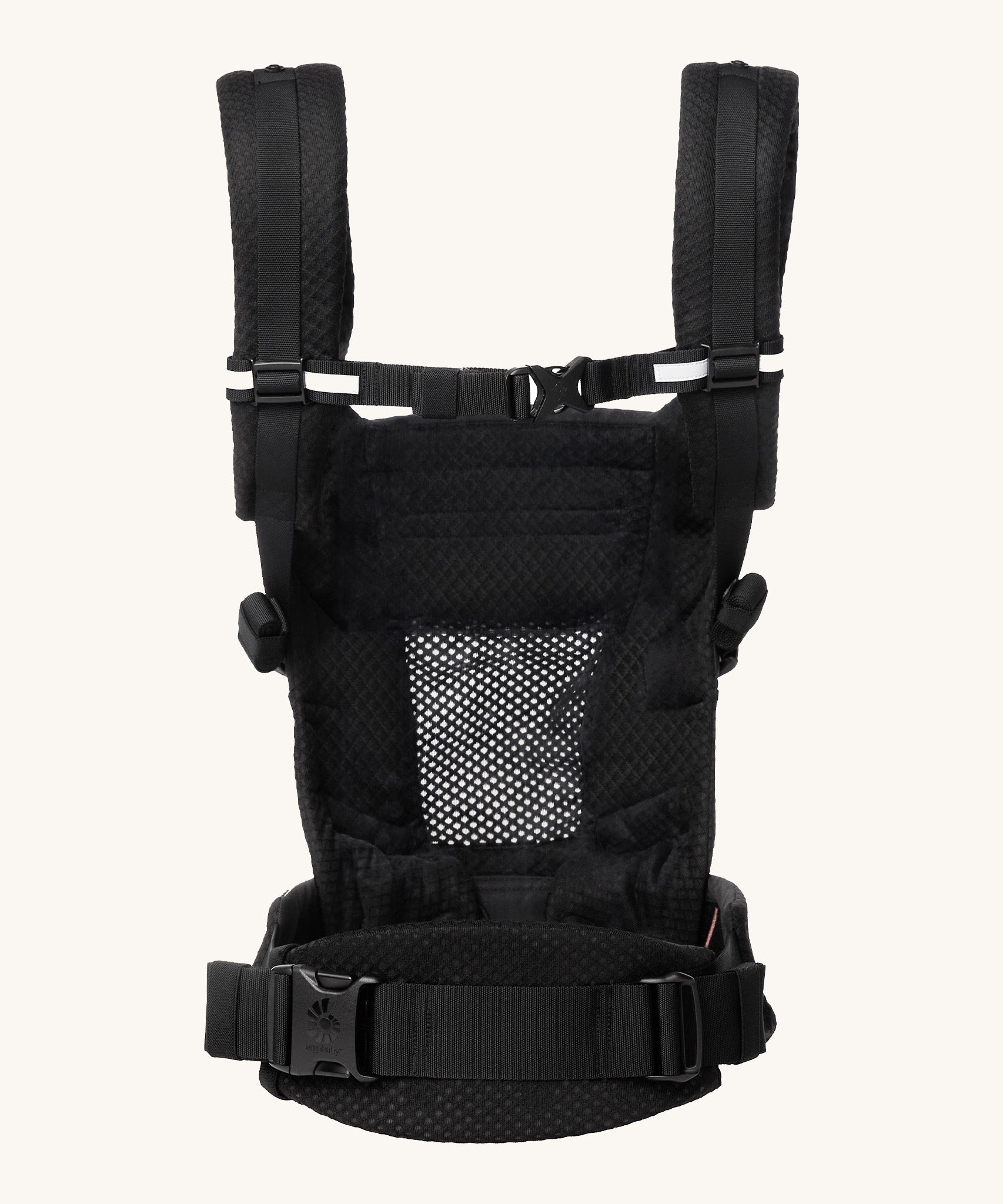 Ergobaby Adapt  SoftFlex™ Mesh Baby Carrier in Onyx Black. Back view showing 'H' position shoulder straps. 