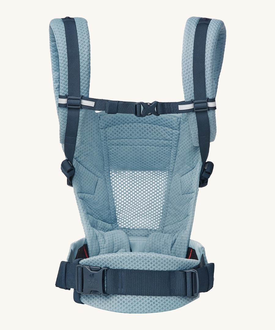 Ergobaby Adapt  SoftFlex™ Mesh Baby Carrier in Slate Blue. Back view showing 'H' position shoulder straps. 