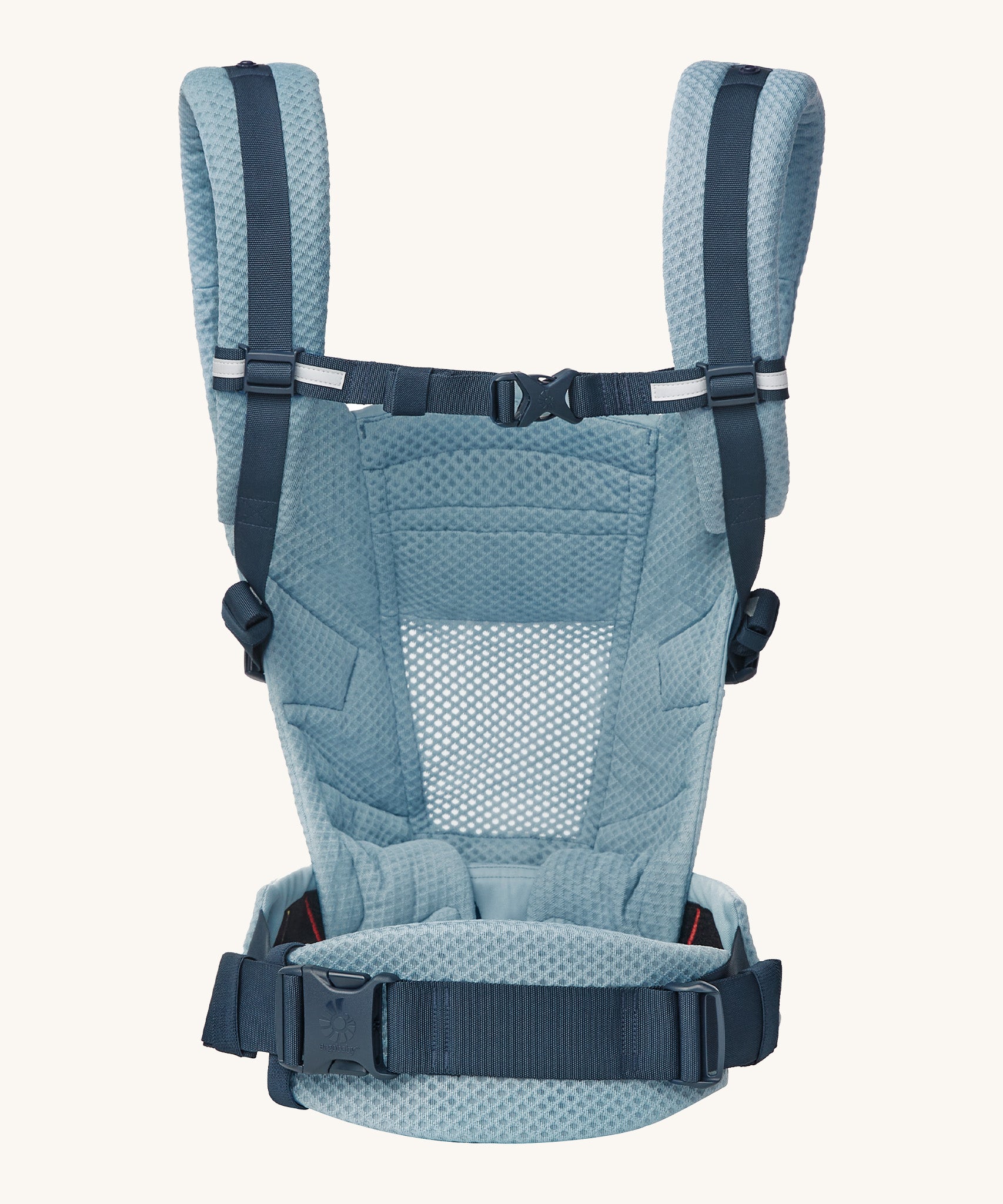 Ergobaby Adapt  SoftFlex™ Mesh Baby Carrier in Slate Blue. Back view showing 'H' position shoulder straps. 