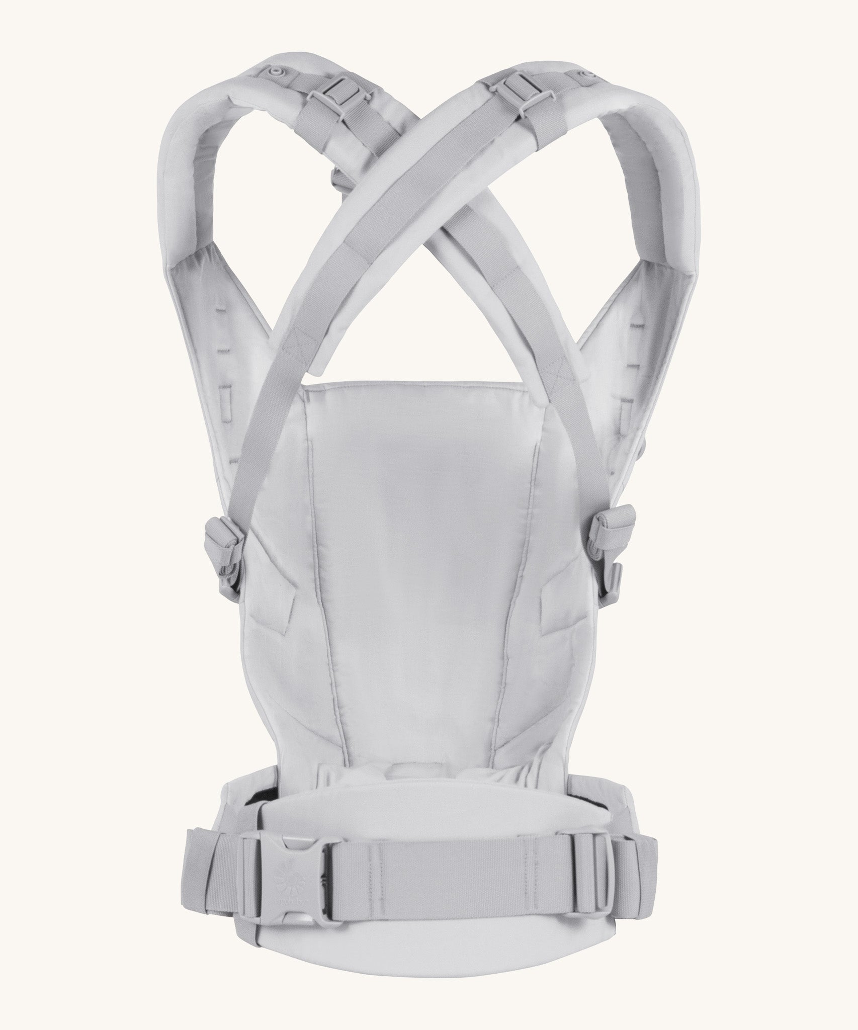 Ergobaby Adapt  SoftTouch™  Cotton Baby Carrier in Pearl Grey. Back view showing cross over shoulder straps.