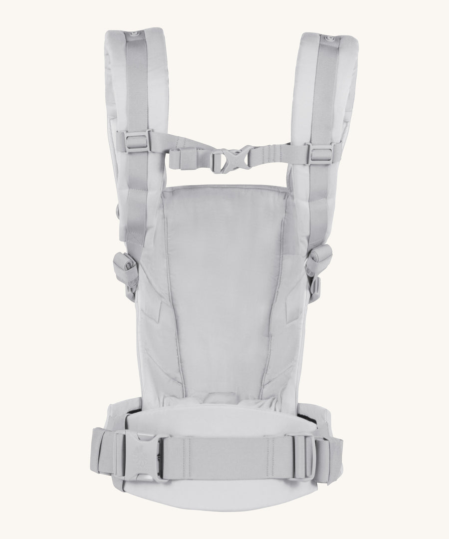 Ergobaby Adapt  SoftTouch™  Cotton Baby Carrier in Pearl Grey. Back view showing 'H' position shoulder straps. 