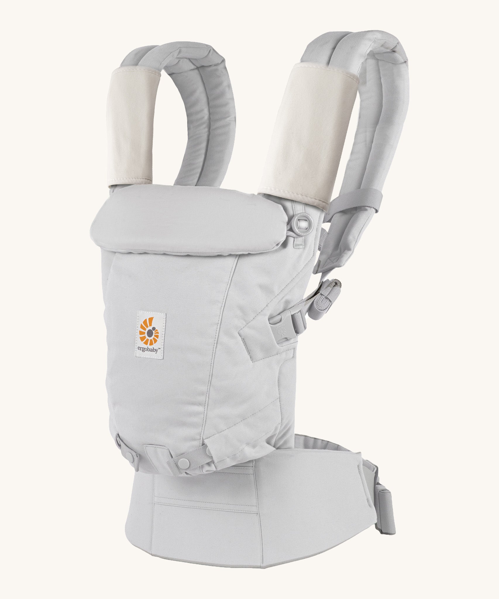 Ergobaby Adapt  SoftTouch™  Cotton Baby Carrier in Pearl Grey. Side view.