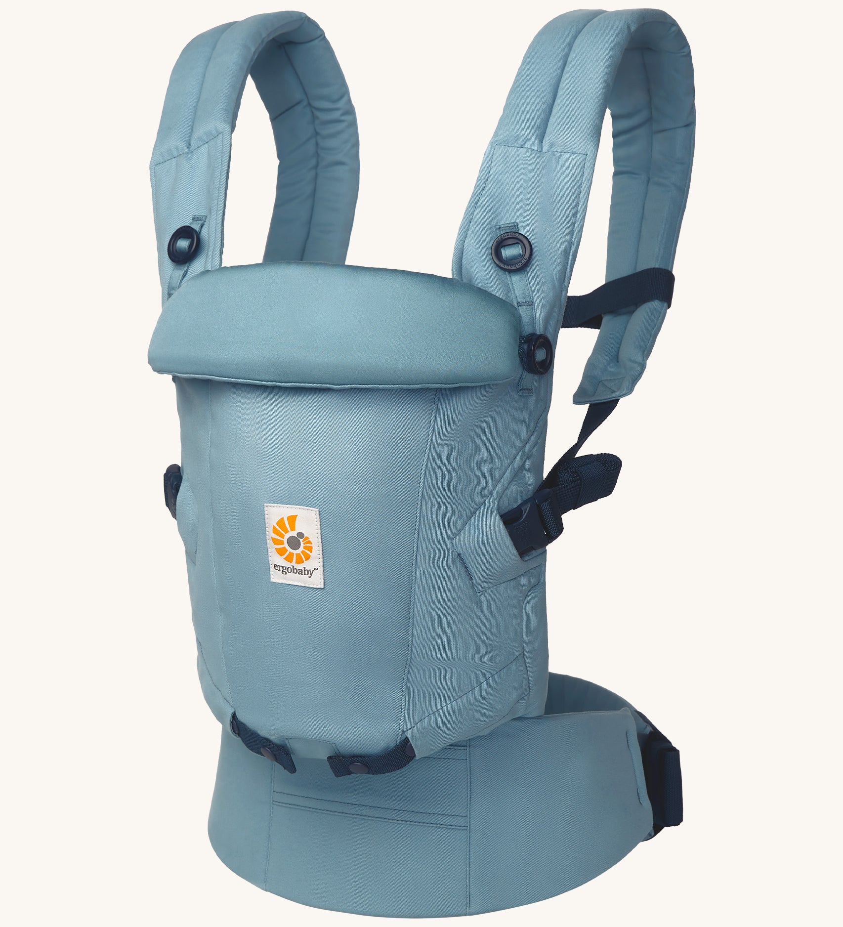 Ergobaby Adapt  SoftTouch™  Cotton Baby Carrier in Slate Blue. Side view.