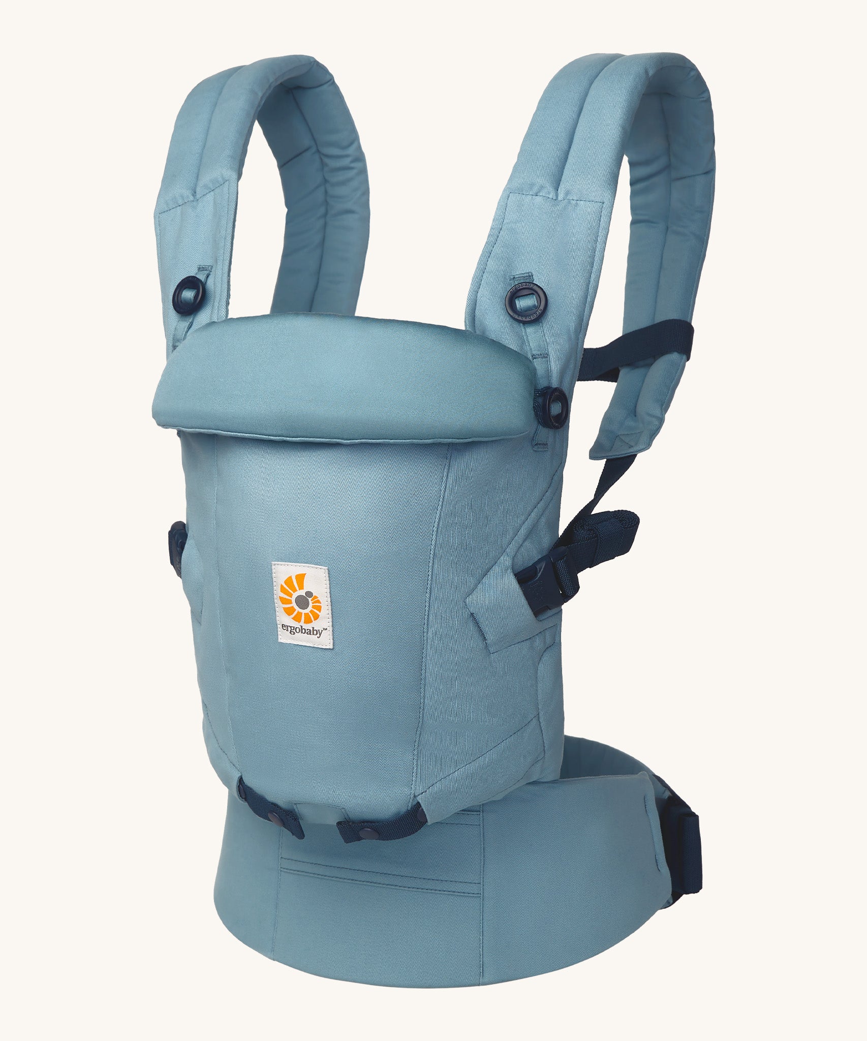 Ergobaby Adapt  SoftTouch™  Cotton Baby Carrier in Slate Blue. Side view.