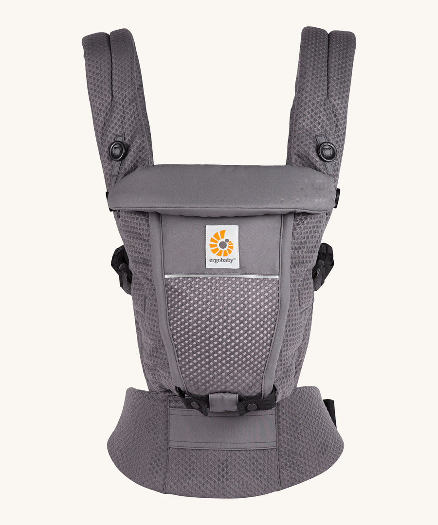 Ergobaby Adapt  SoftFlex™ Mesh Baby Carrier in Graphite Grey. Front view. 