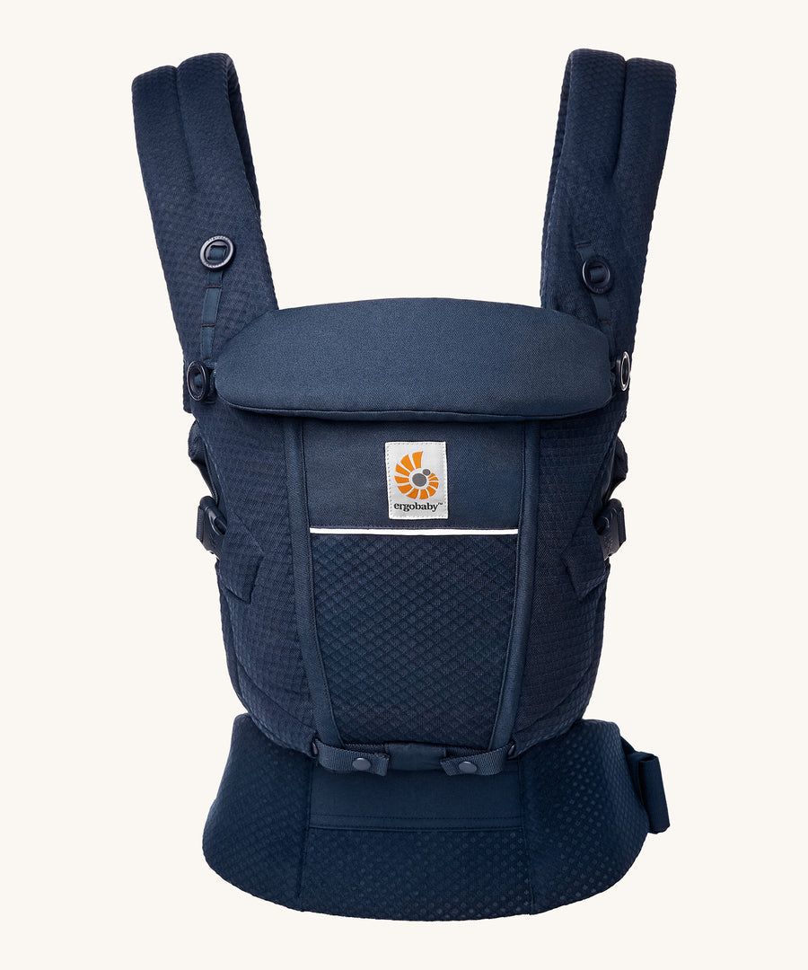 Ergobaby Adapt  SoftFlex™ Mesh Baby Carrier in Midnight Blue. Front view. 