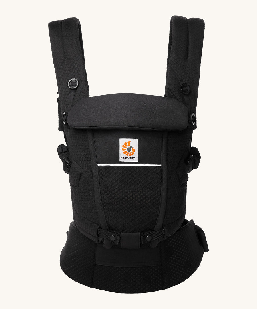 Ergobaby Adapt  SoftFlex™ Mesh Baby Carrier in Onyx Black. Front view. 