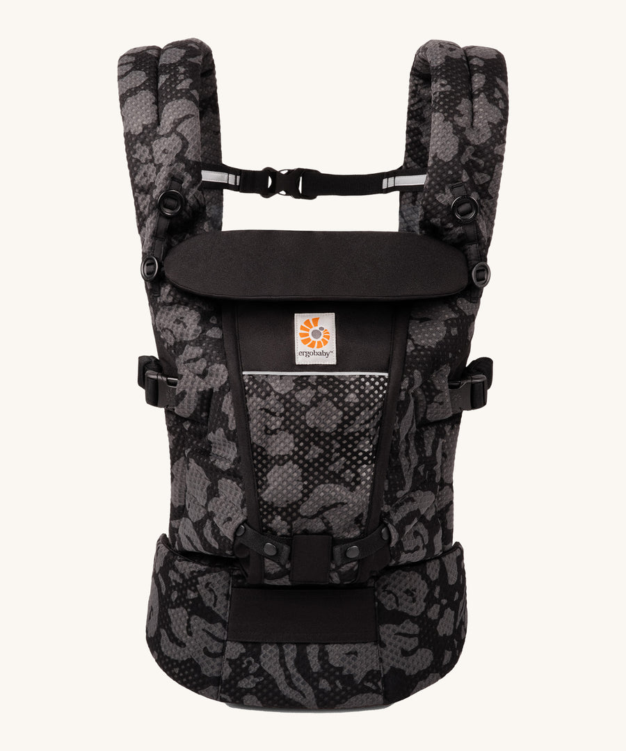 Ergobaby Adapt  SoftFlex™ Mesh Baby Carrier in Onyx Bloom. Front view. 