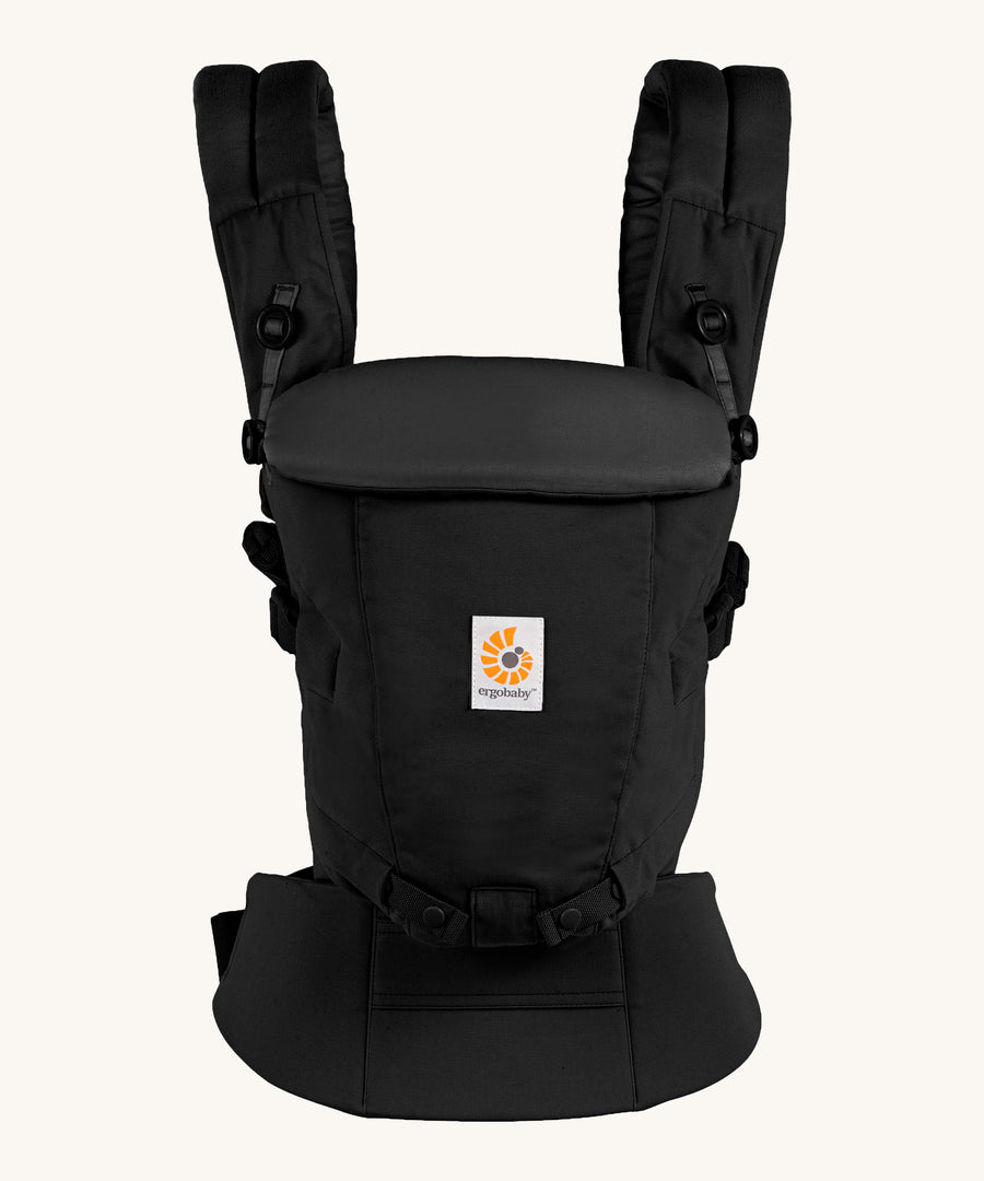 Ergobaby Adapt  SoftTouch™  Cotton Baby Carrier in Onyx Black. Front view.