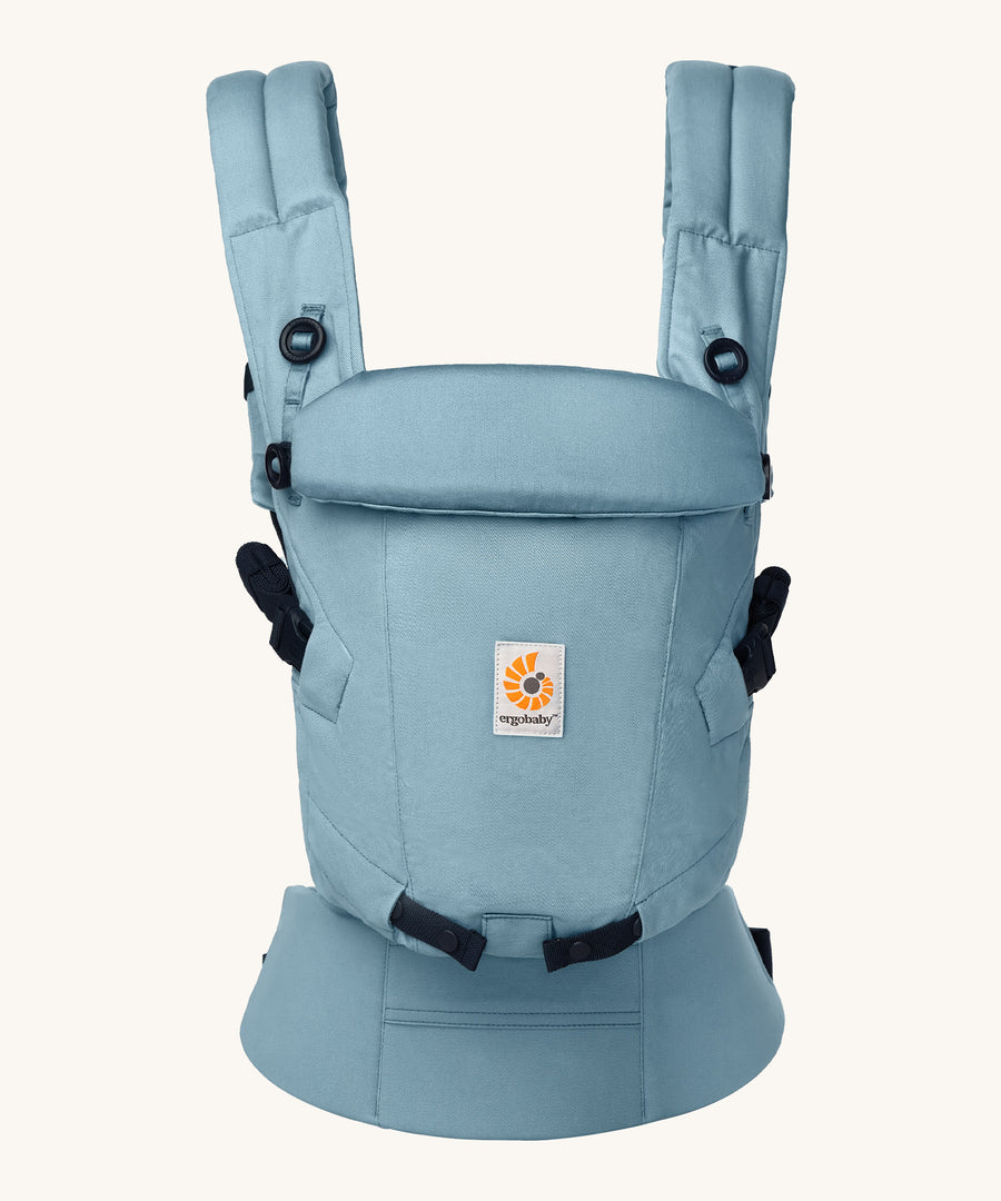 Ergobaby Adapt  SoftTouch™  Cotton Baby Carrier in Slate Blue. Front view.