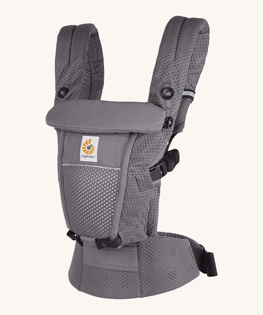 Ergobaby Adapt  SoftFlex™ Mesh Baby Carrier in Graphite Grey. Side view. 