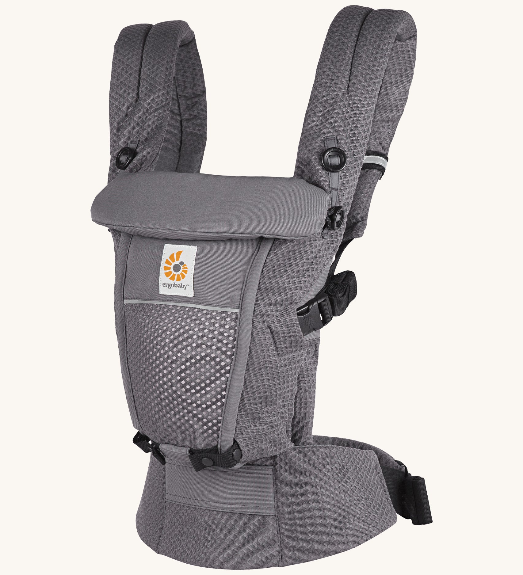 Ergobaby Adapt  SoftFlex™ Mesh Baby Carrier in Graphite Grey. Side view. 