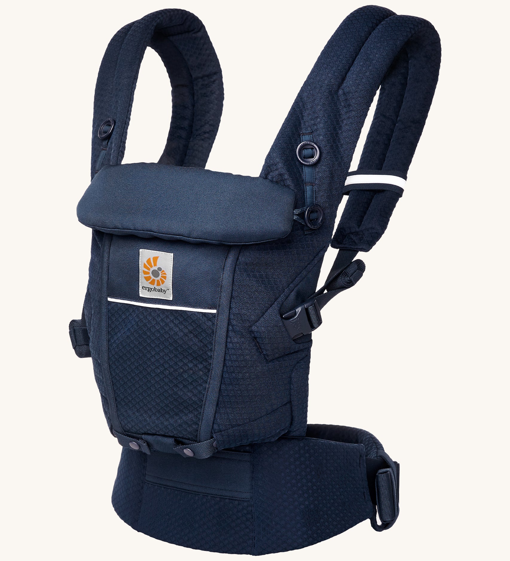 Ergobaby Adapt  SoftFlex™ Mesh Baby Carrier in Midnight Blue. Side view. 