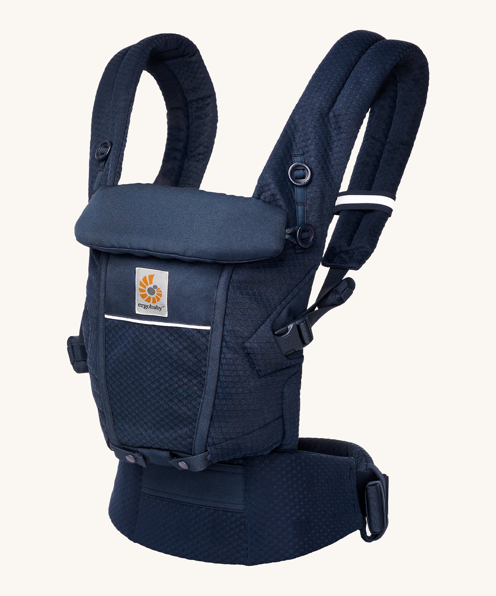 Ergobaby Adapt  SoftFlex™ Mesh Baby Carrier in Midnight Blue. Side view. 