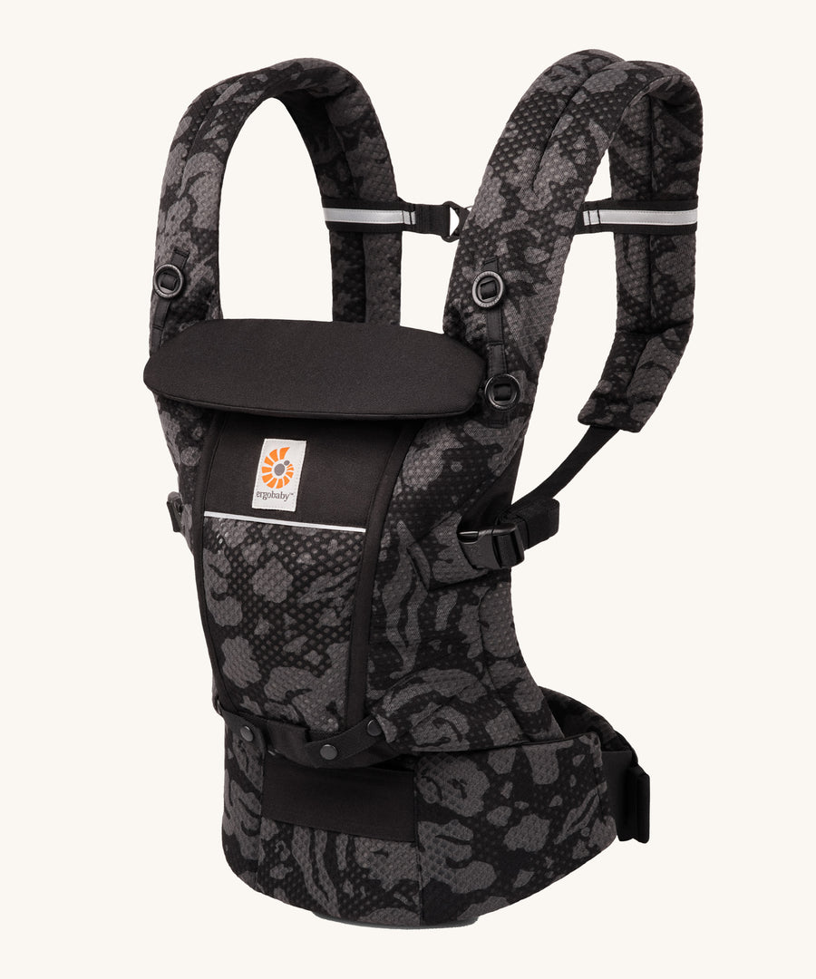 Ergobaby Adapt  SoftFlex™ Mesh Baby Carrier in Onyx Bloom. Side view. 