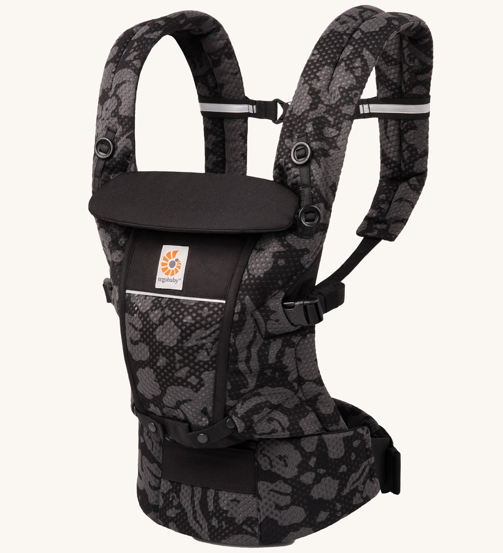 Ergobaby Adapt  SoftFlex™ Mesh Baby Carrier in Onyx Bloom. Side view. 