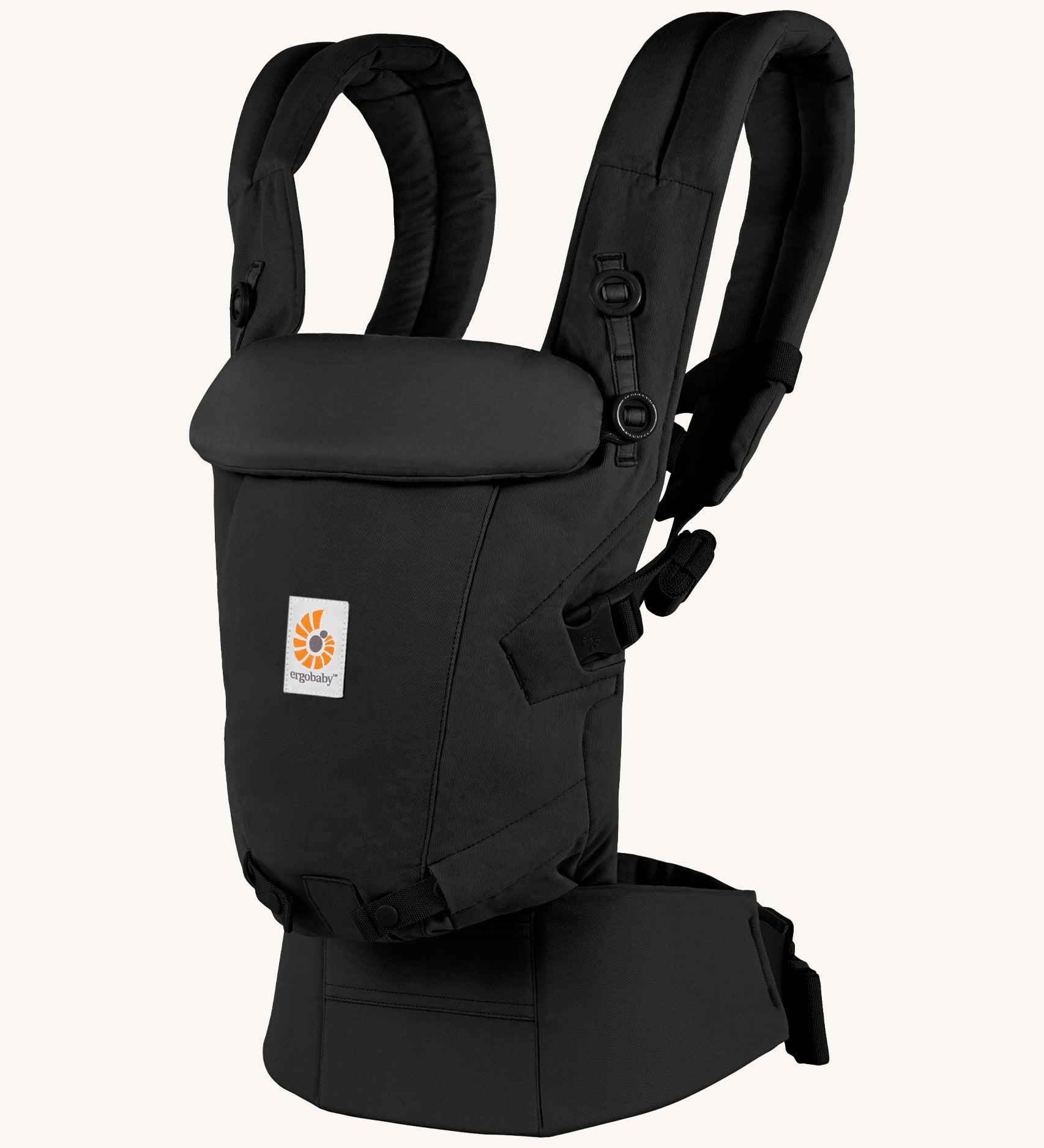 Ergobaby Adapt  SoftTouch™  Cotton Baby Carrier in Onyx Black. Side view.