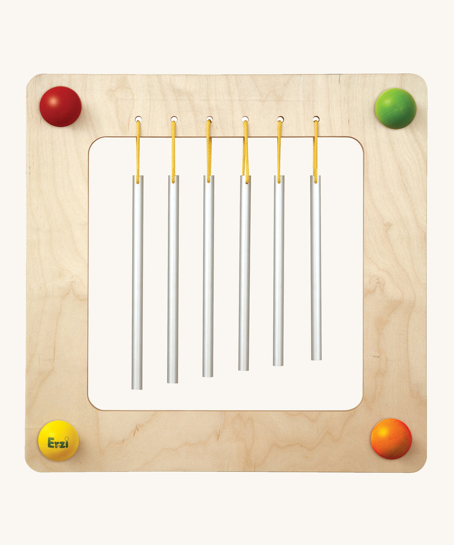 Erzi Musical Chimes Wall Board. Create magical sounds with this wall mounted musical chimes board. 6 metal chimes in different lengths, perfect for making music.