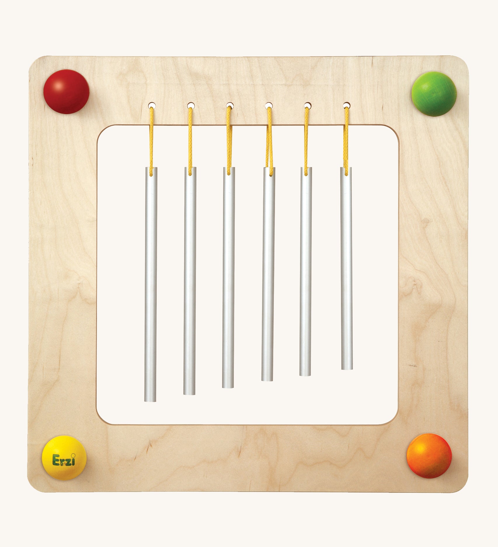 Erzi Musical Chimes Wall Board. Create magical sounds with this wall mounted musical chimes board. 6 metal chimes in different lengths, perfect for making music.